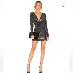 Revolve H:ours Black Sequin Dress long sleeve